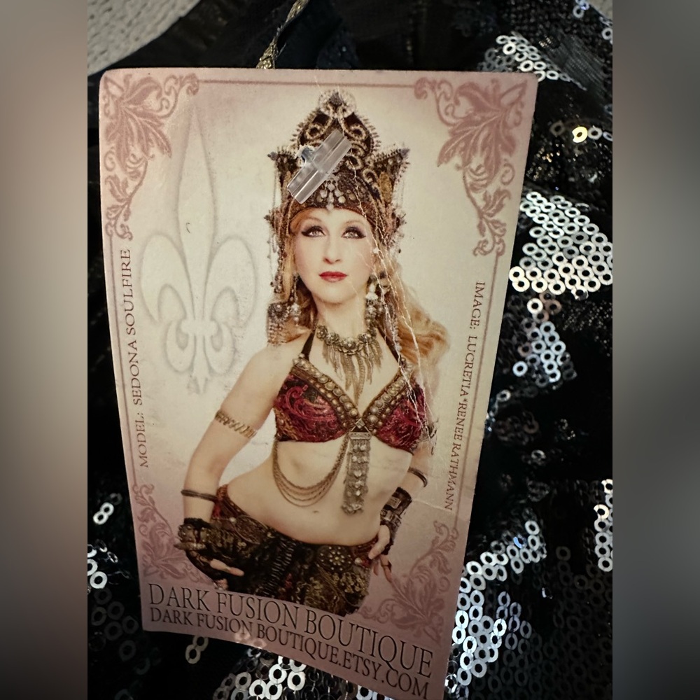 Black & Silver Sequin Mesh Patterned Women's Hare… - image 11